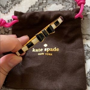Kate Spade Black White Striped Bow Bangle Bracelet